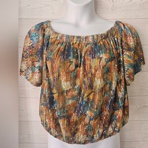 Ashley Stewart- Women's Multicolor Sequin Women's Top 18-20 Plus Size